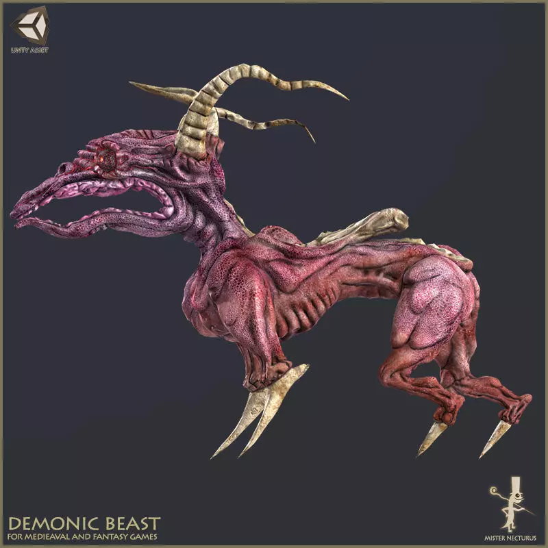 Demonic Beast Low-poly 3D model_0