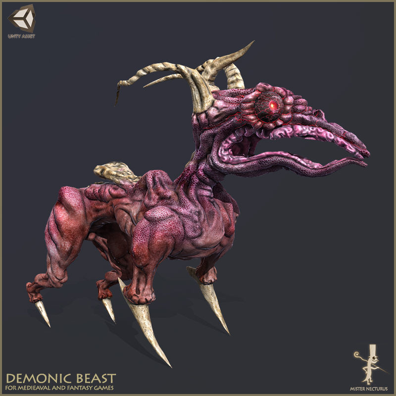 Demonic Beast Low-poly 3D model_4