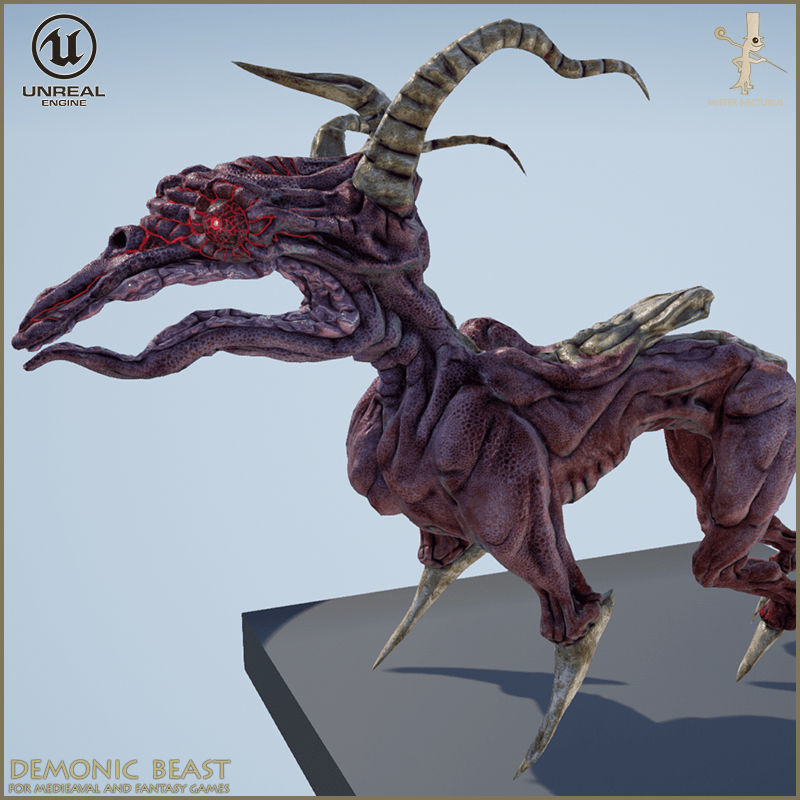 Demonic Beast Low-poly 3D model_6