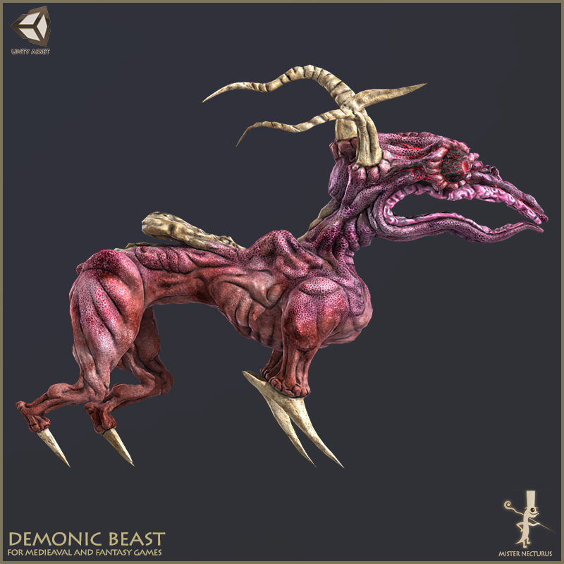 Demonic Beast Low-poly 3D model_2