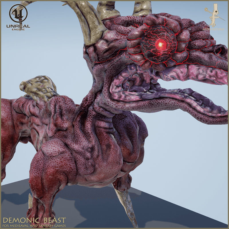 Demonic Beast Low-poly 3D model_9
