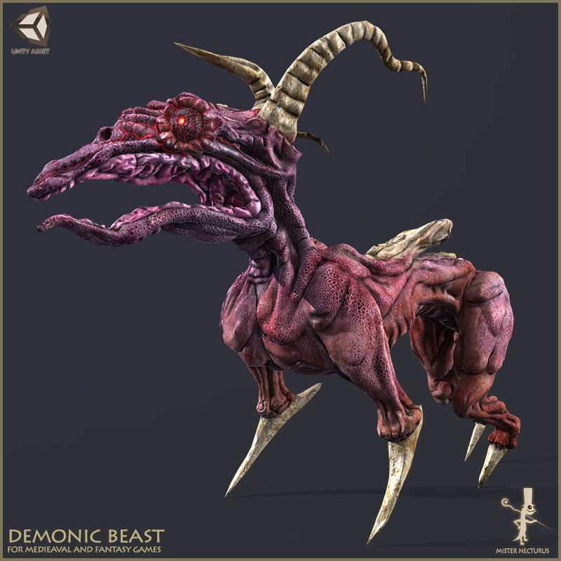 Demonic Beast Low-poly 3D model_3