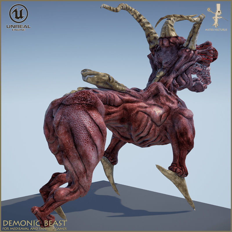 Demonic Beast Low-poly 3D model_7