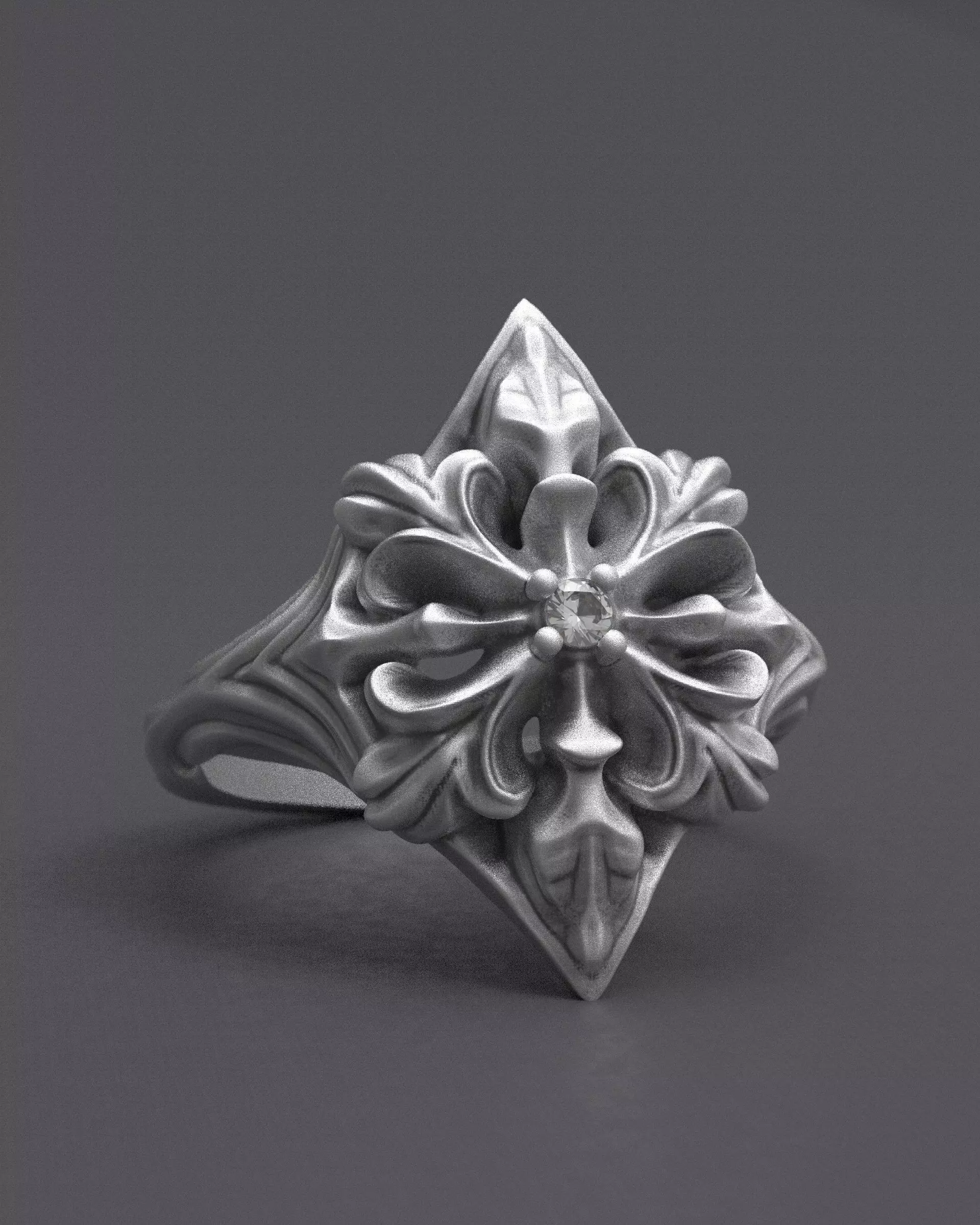 Gothic Ring with Stone 3D print model