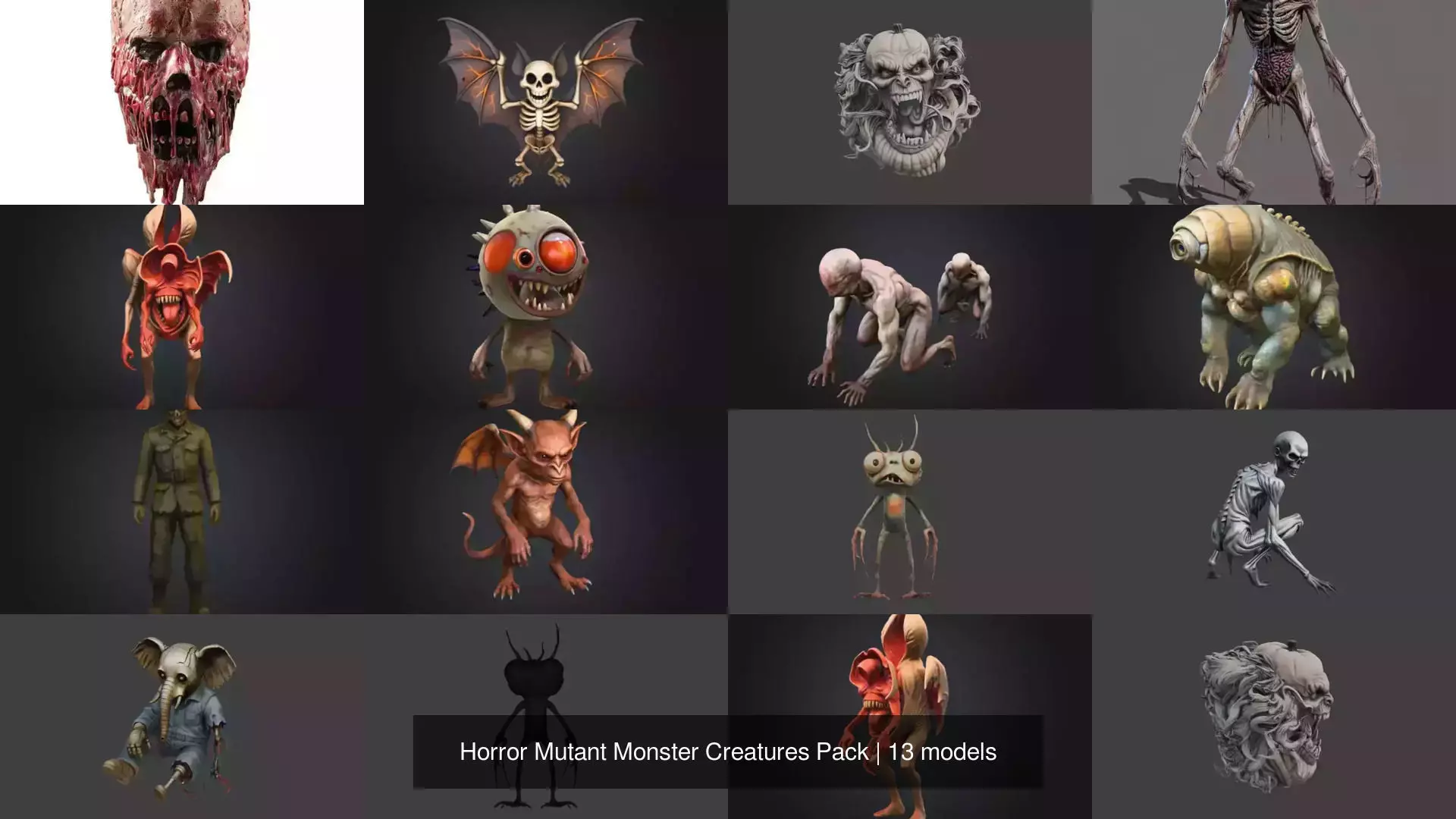 Horror Mutant Monster Creatures Pack 3D Model Collection_0