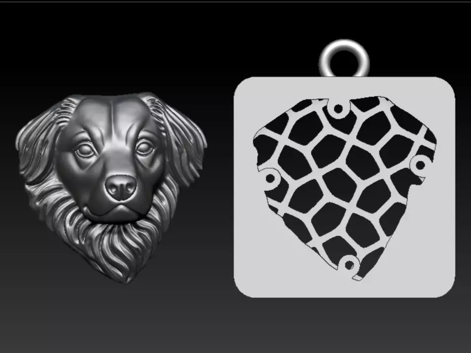 Dog Head Pendant 3D Print 3D Model 3D print model_2