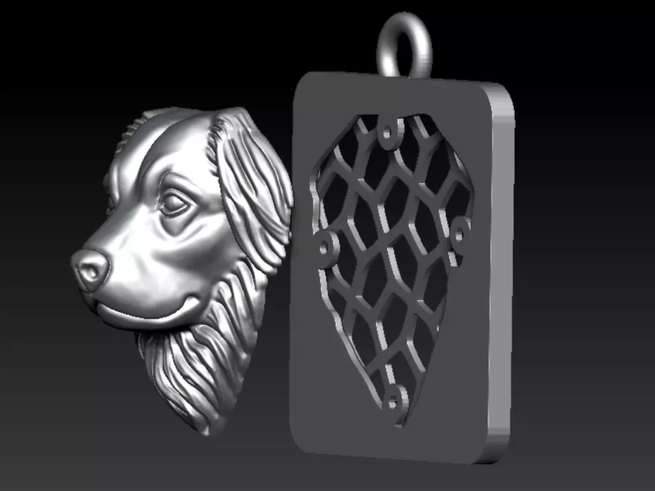 Dog Head Pendant 3D Print 3D Model 3D print model_4
