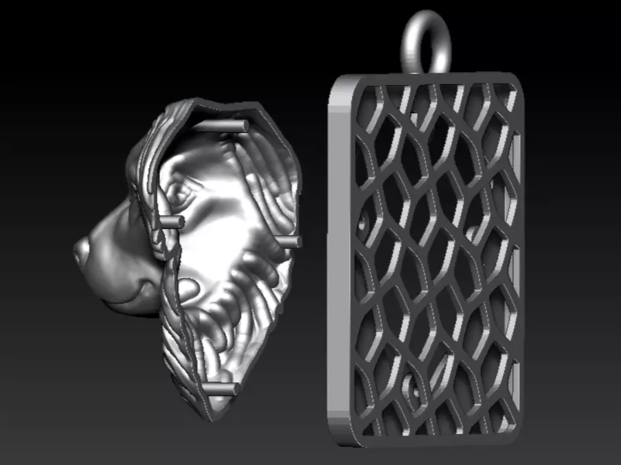 Dog Head Pendant 3D Print 3D Model 3D print model_3