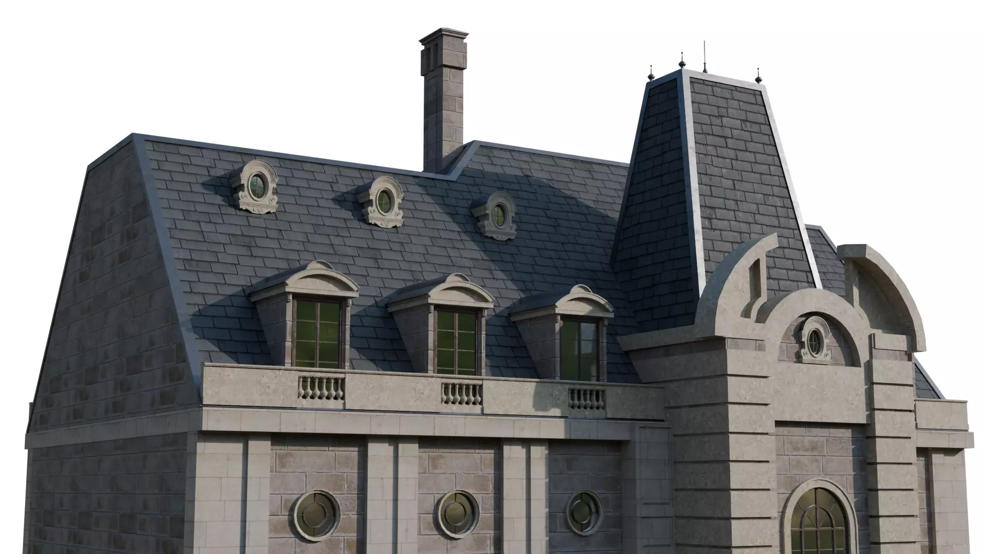 Classical European Building - House 17 3D model_5