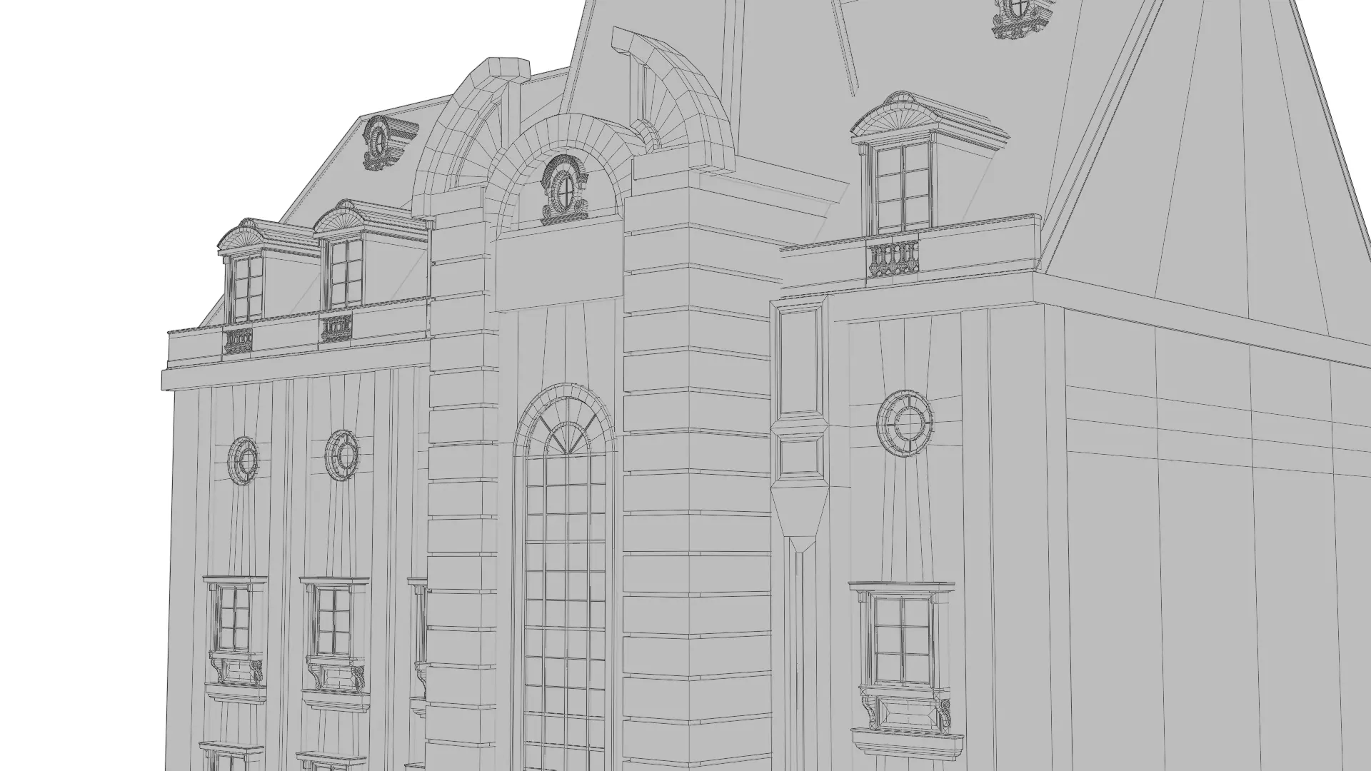 Classical European Building - House 17 3D model_12