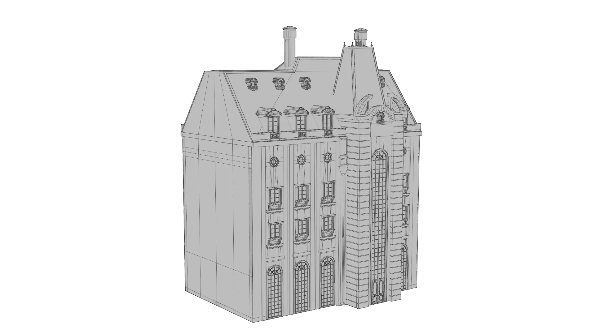 Classical European Building - House 17 3D model_8
