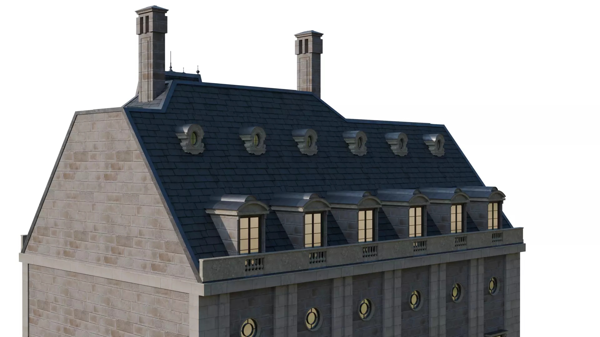 Classical European Building - House 17 3D model_7