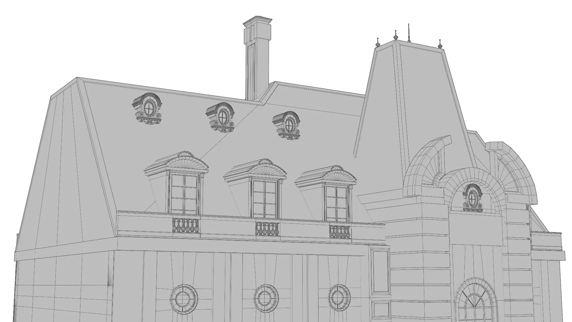 Classical European Building - House 17 3D model_11