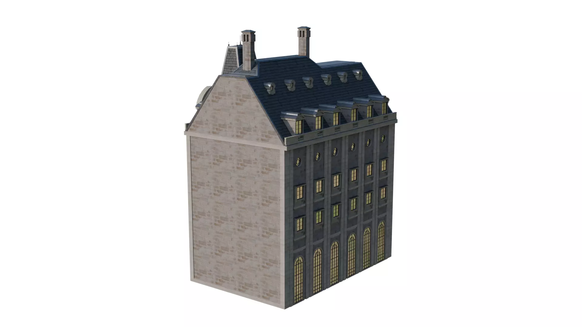 Classical European Building - House 17 3D model_4