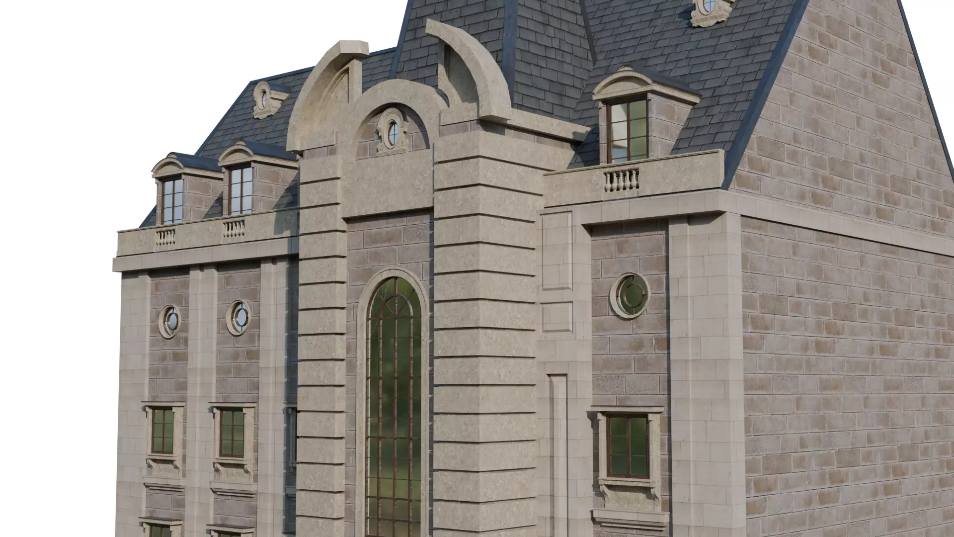 Classical European Building - House 17 3D model_6