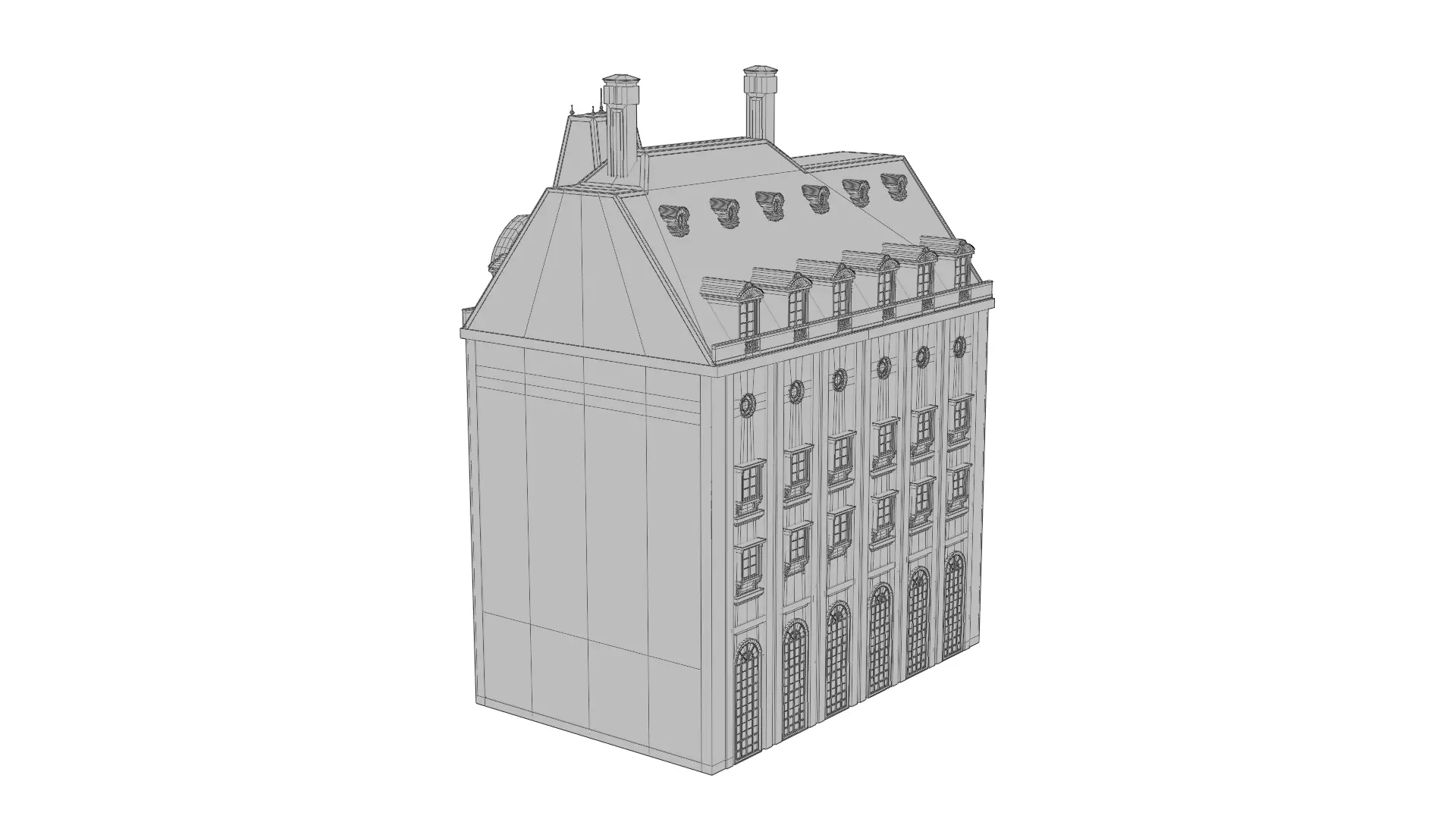Classical European Building - House 17 3D model_10