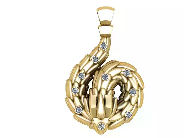 Golden Feather Coil Pendant 3D Printable Model