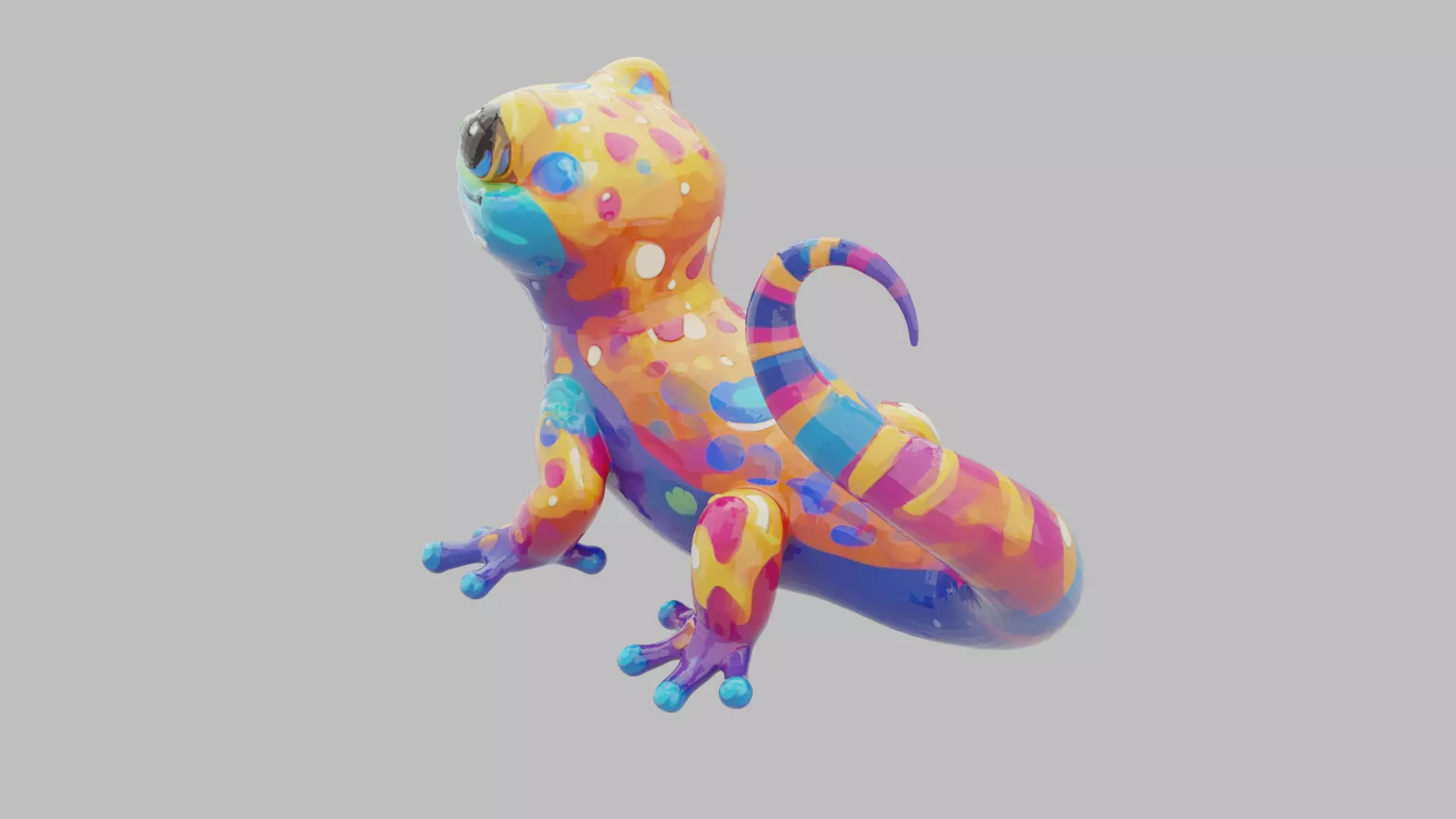 Rainbow Gecko Character 3D model_4