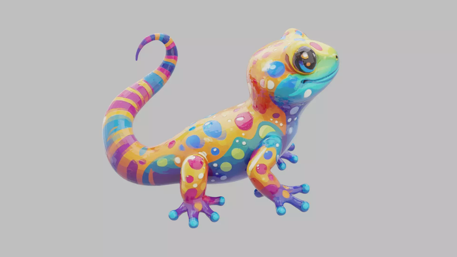 Rainbow Gecko Character 3D model_0