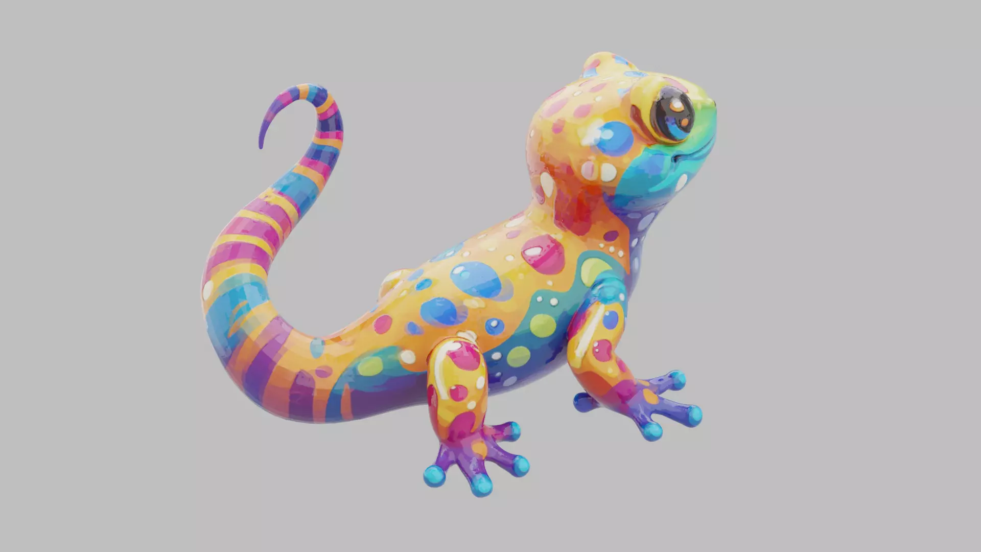 Rainbow Gecko Character 3D model_12
