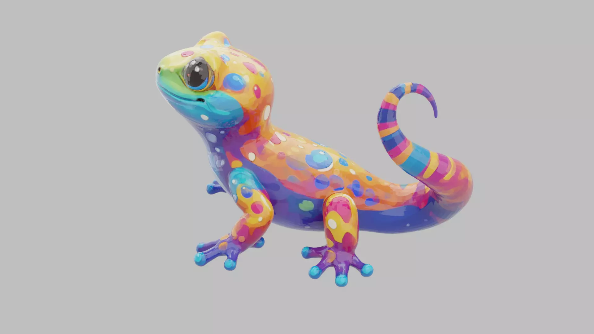 Rainbow Gecko Character 3D model_2