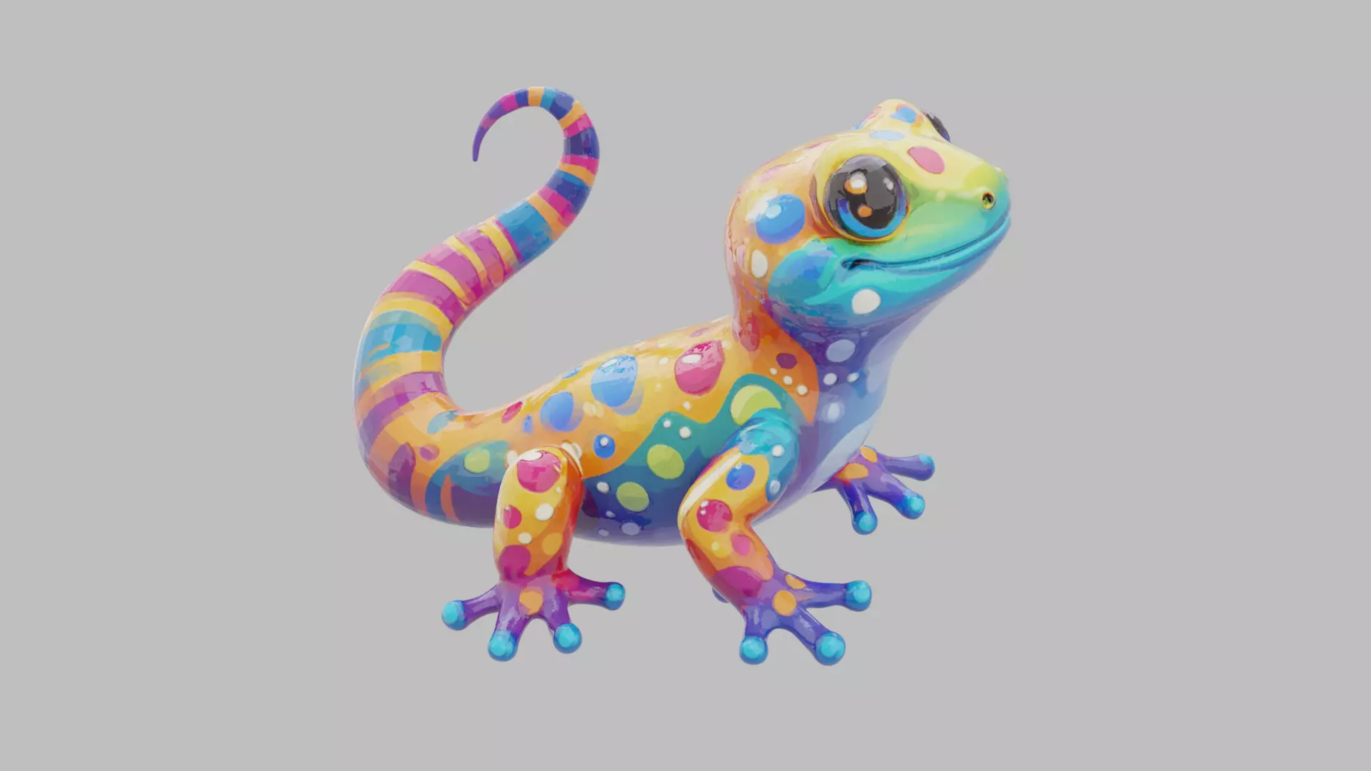 Rainbow Gecko Character 3D model_11