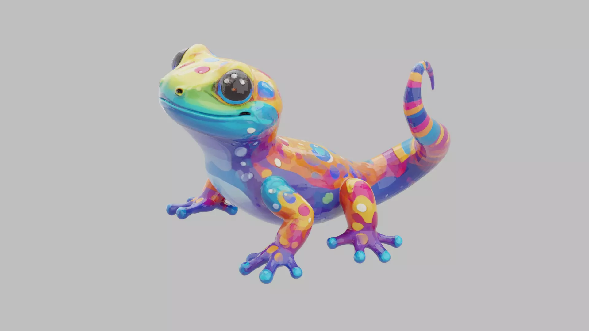 Rainbow Gecko Character 3D model_21