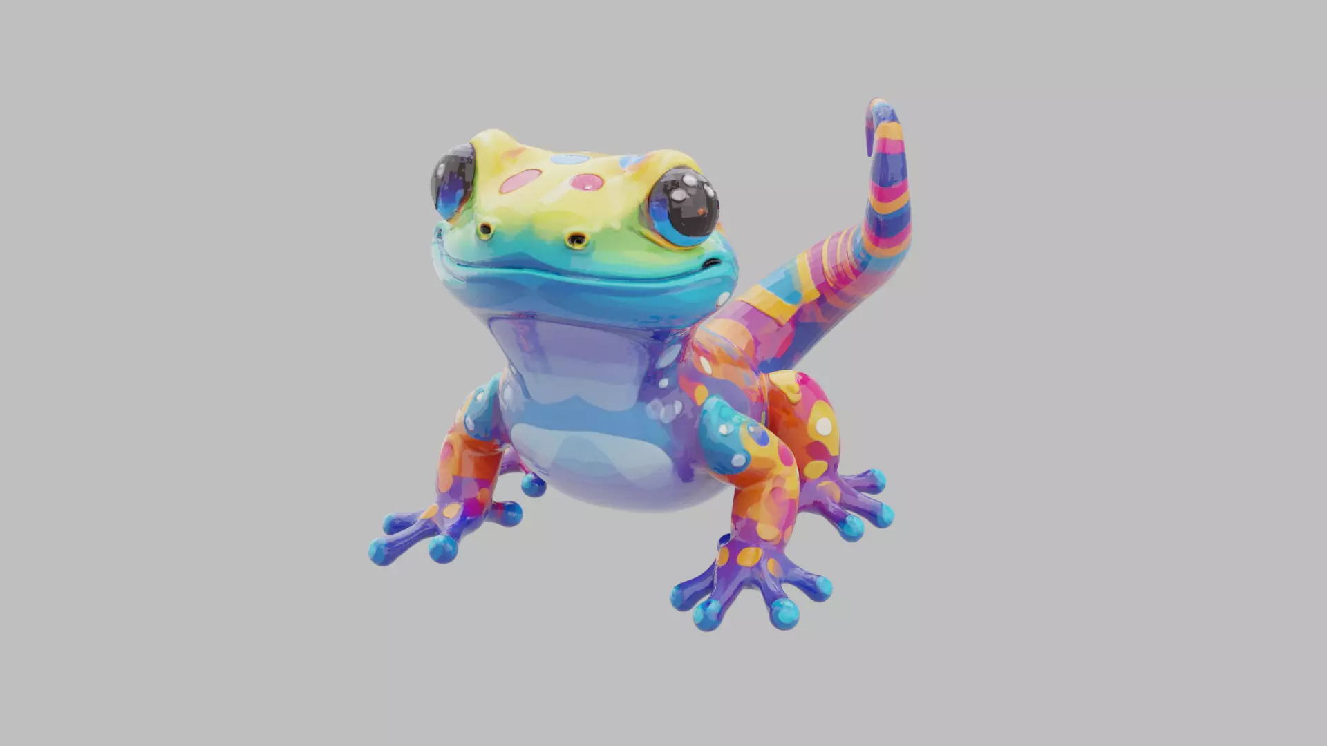 Rainbow Gecko Character 3D model_19