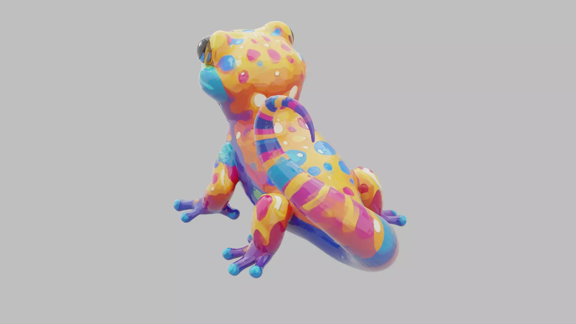 Rainbow Gecko Character 3D model_5