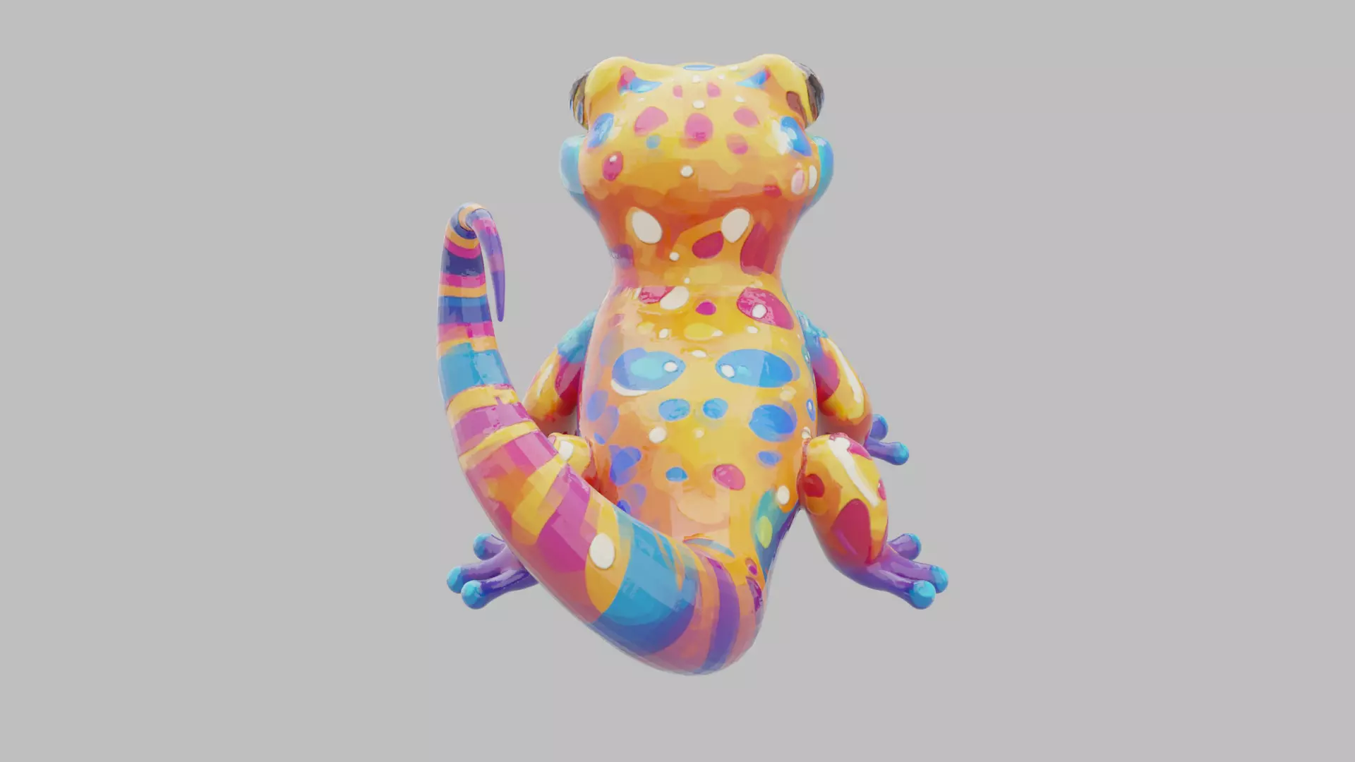 Rainbow Gecko Character 3D model_7