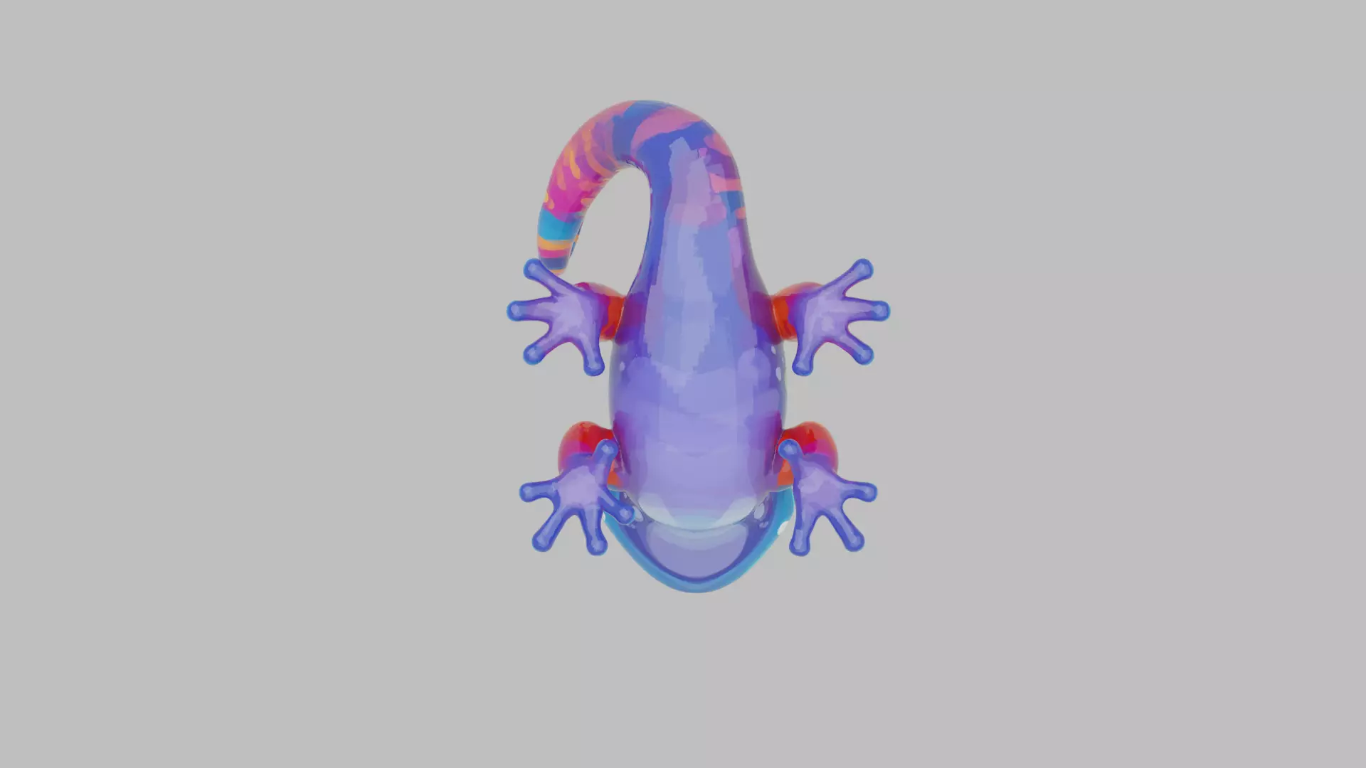 Rainbow Gecko Character 3D model_14