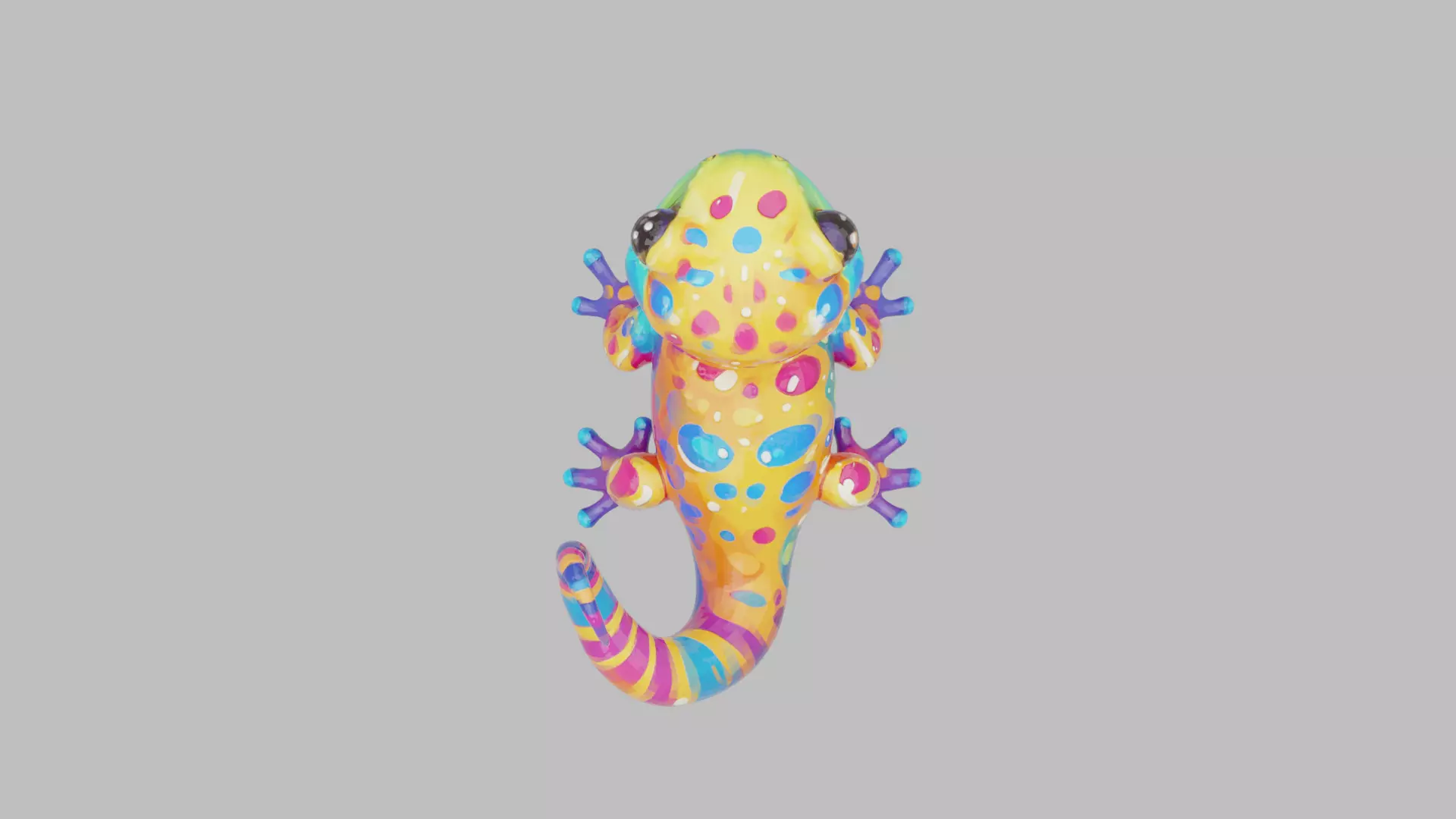 Rainbow Gecko Character 3D model_13