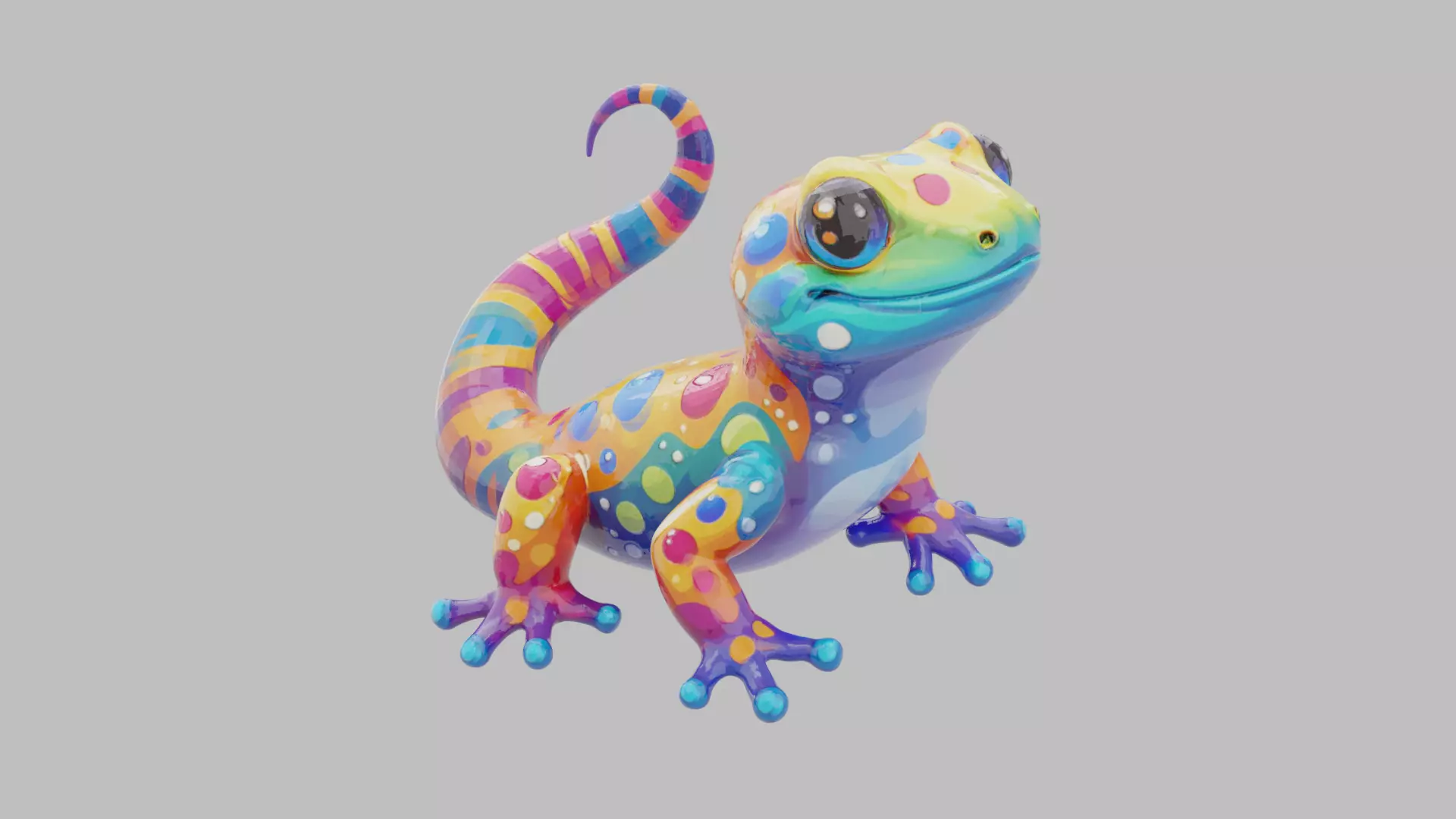 Rainbow Gecko Character 3D model_15