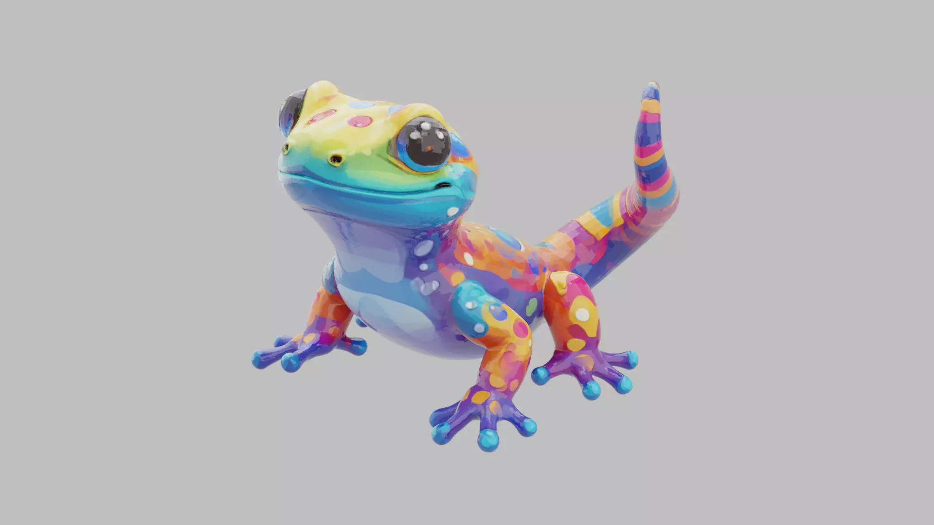 Rainbow Gecko Character 3D model_20