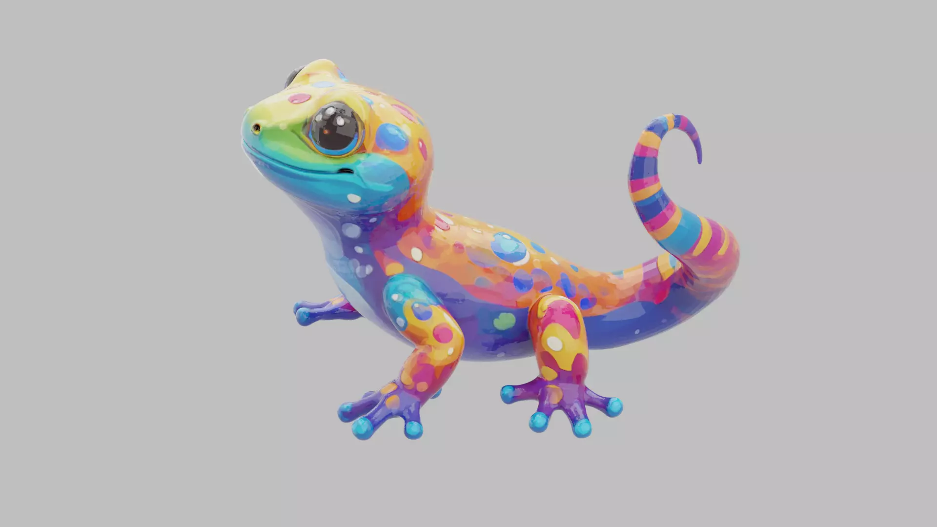 Rainbow Gecko Character 3D model_1