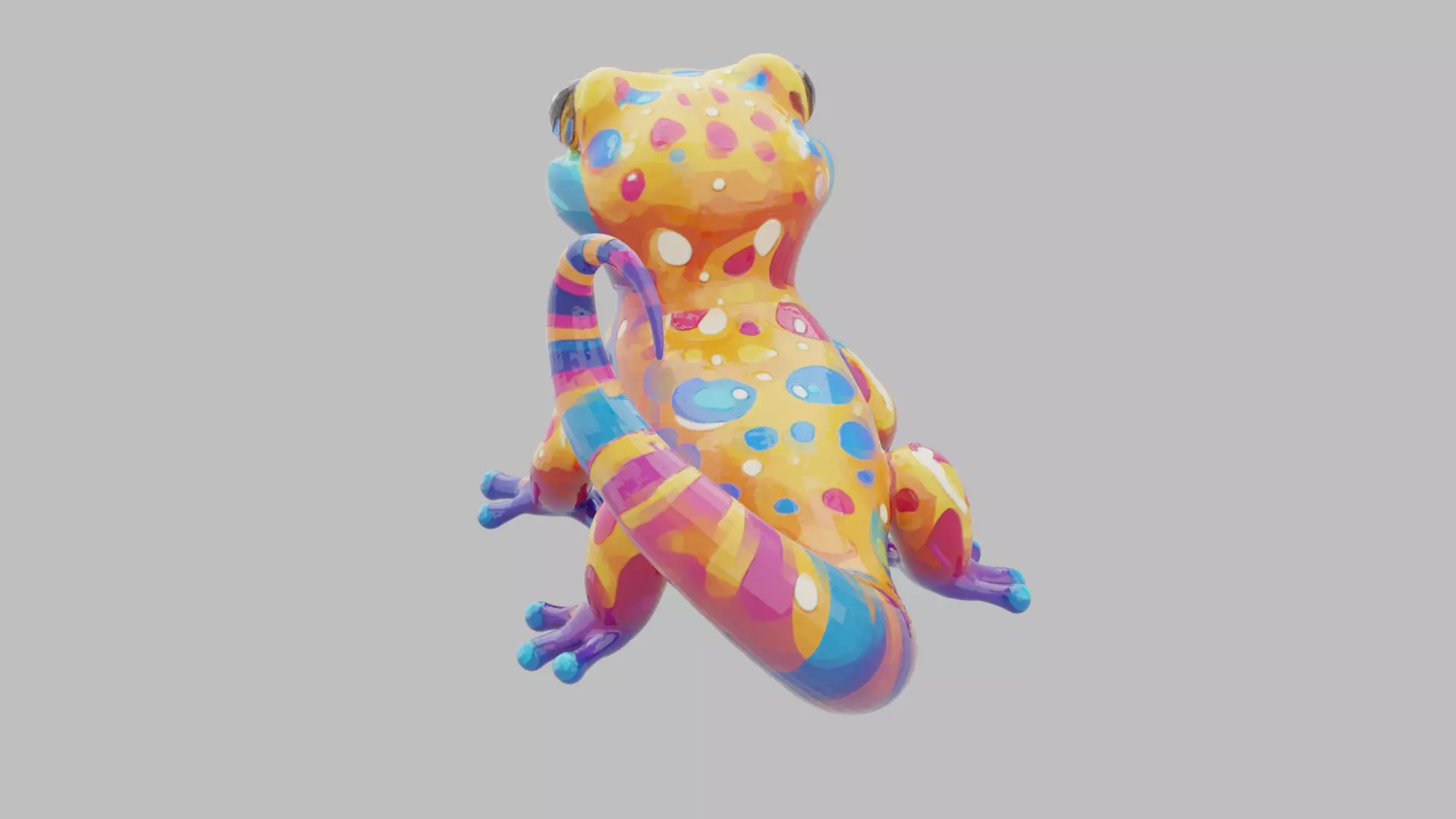 Rainbow Gecko Character 3D model_6