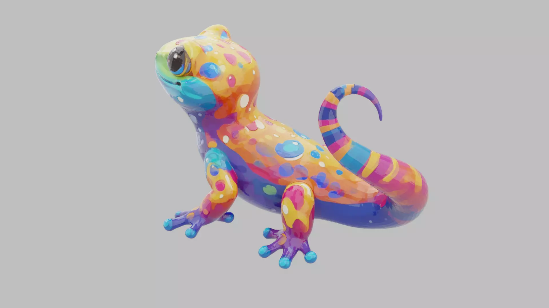 Rainbow Gecko Character 3D model_3