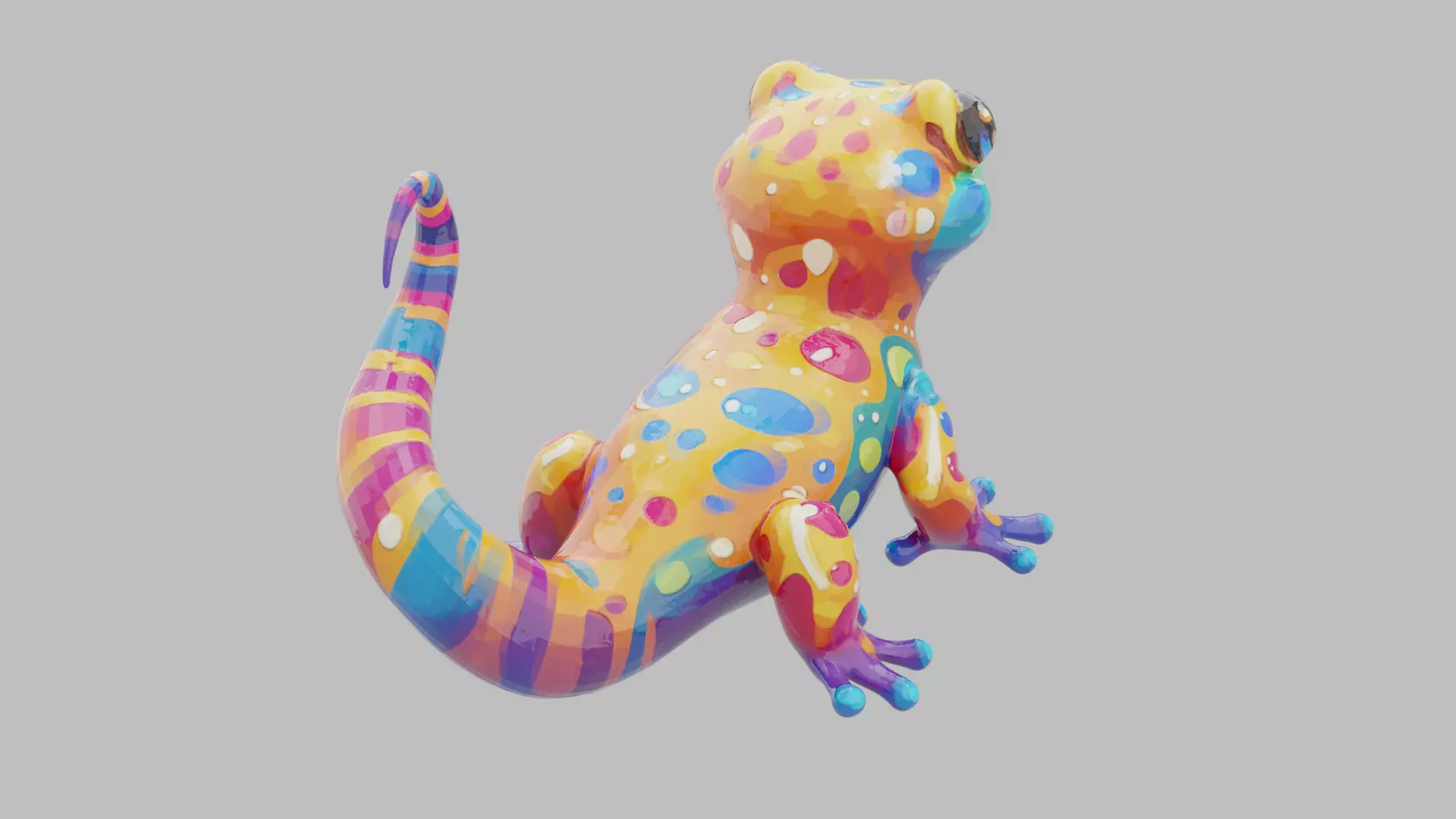 Rainbow Gecko Character 3D model_9