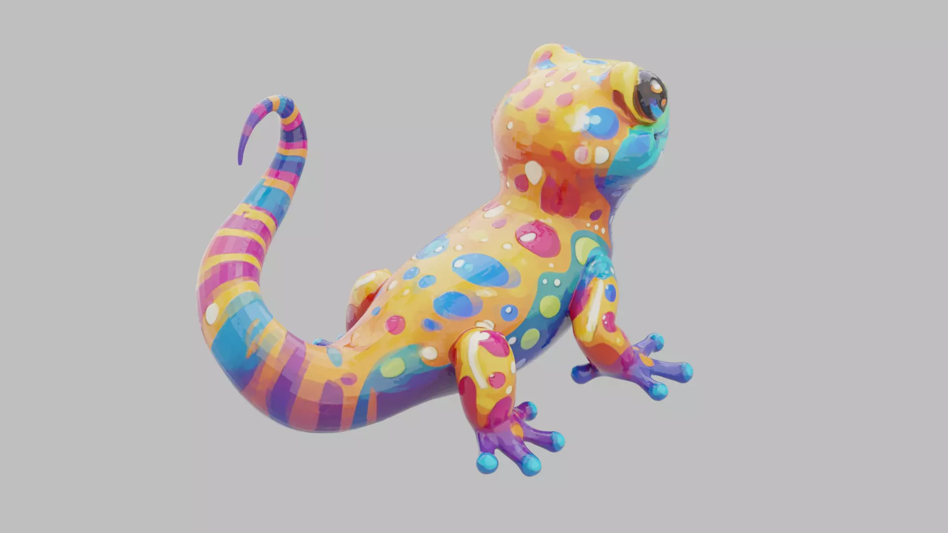Rainbow Gecko Character 3D model_10