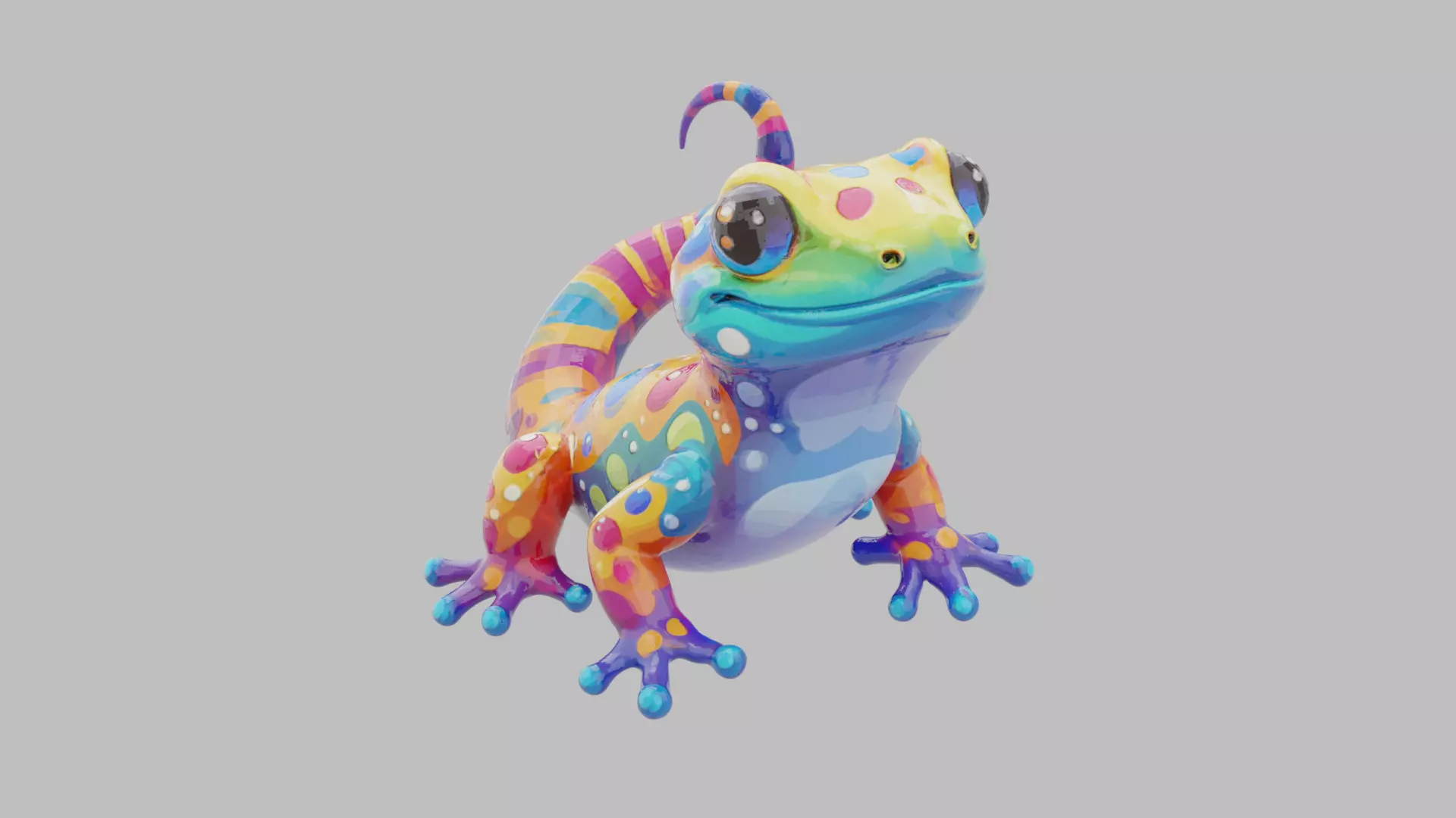 Rainbow Gecko Character 3D model_16