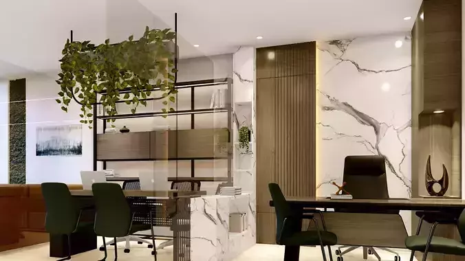 Modern executive office interior 3D model