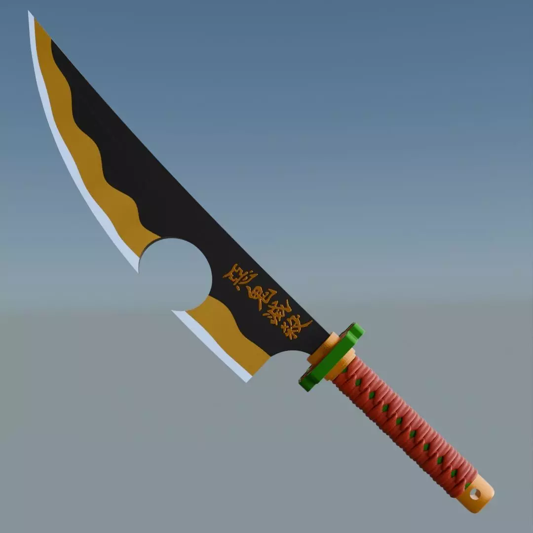 Nichirin Sword Uzui Tengen Replica Demon Slayer Fan Art 3D print model_1
