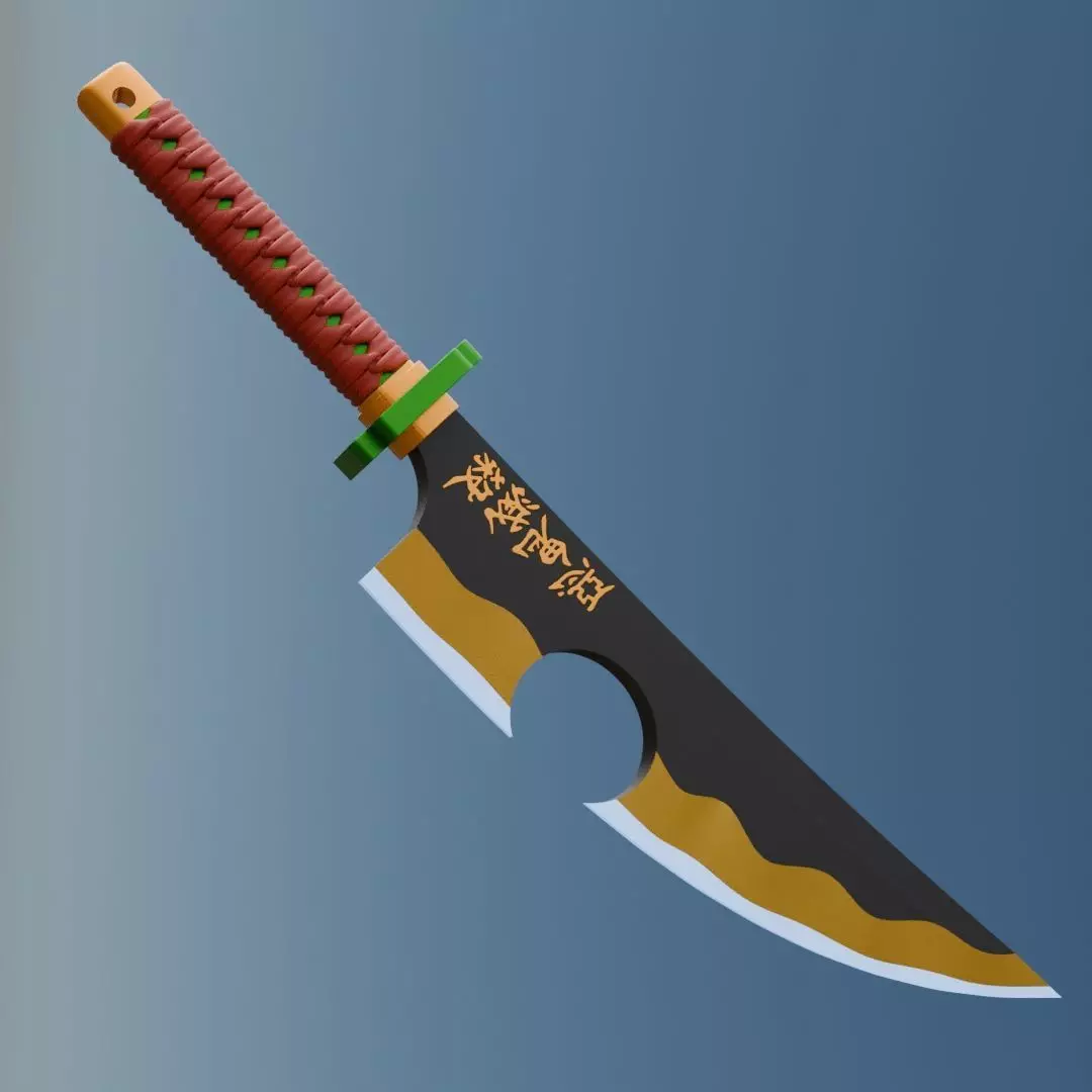Nichirin Sword Uzui Tengen Replica Demon Slayer Fan Art 3D print model_0