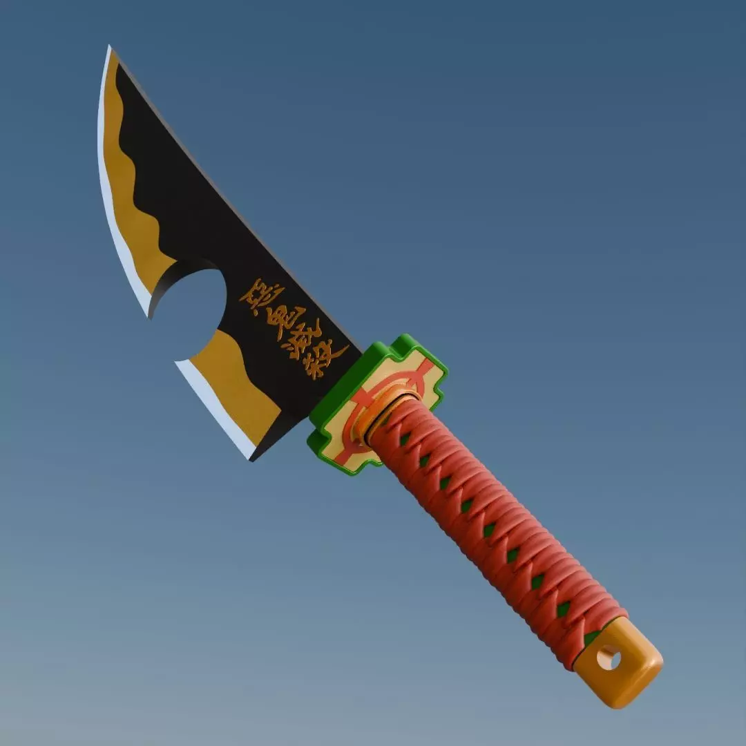 Nichirin Sword Uzui Tengen Replica Demon Slayer Fan Art 3D print model_3