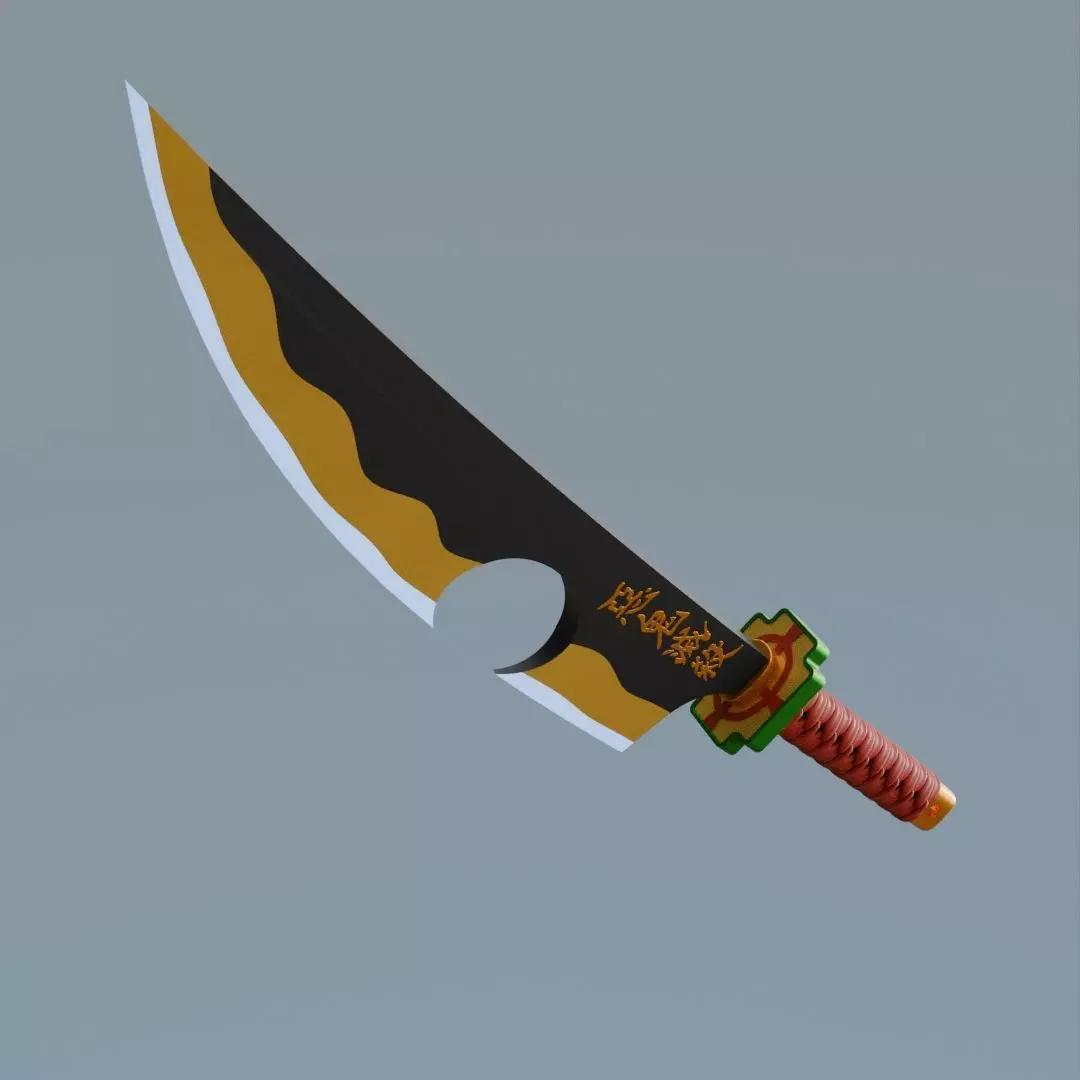 Nichirin Sword Uzui Tengen Replica Demon Slayer Fan Art 3D print model_2