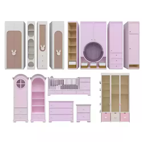 Kids Wardrobe Set Revit Family  Parametric