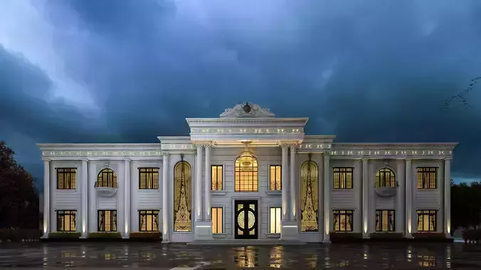 Neoclassical Building Exterior 3D model 2