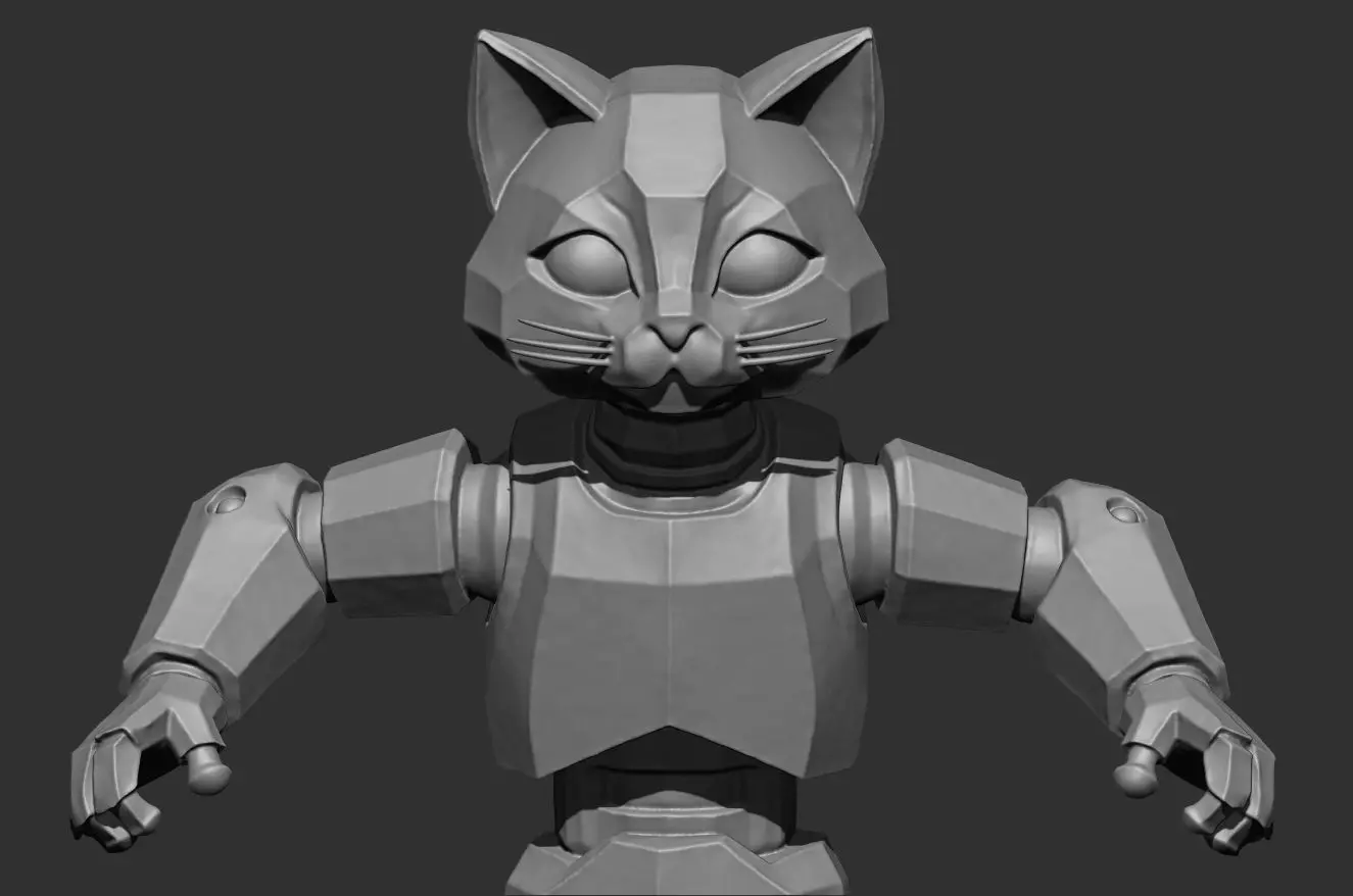 Articulated Looking Cat - pre supported - 100mm Resin printable  3D print model_8