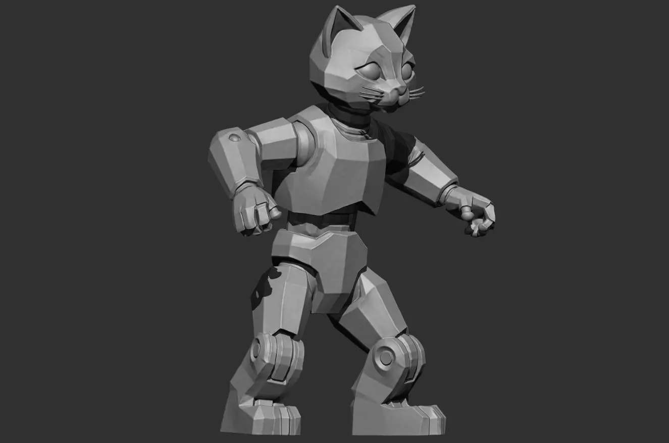 Articulated Looking Cat - pre supported - 100mm Resin printable  3D print model_7