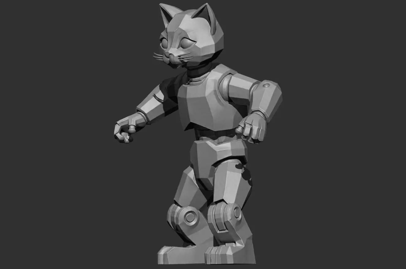 Articulated Looking Cat - pre supported - 100mm Resin printable  3D print model_1